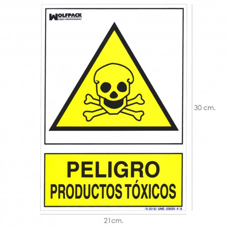 Cartel Peligro Productos Toxicos 21x 30 (Alt.) cm.