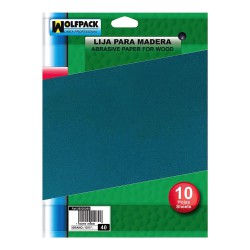 Lija Madera Grano 40 (Pack 10 pliegos)