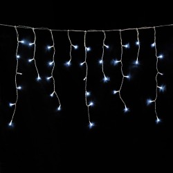 Guirnalda Luces Navidad Cortina 3x0, Metros 128 Leds Blanco Frio. Luz Navidad Interiores y Exteriores Ip44. Cable Transparente.