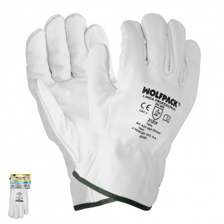 Guantes Piel FLOR  10" Con Colgador (Par)