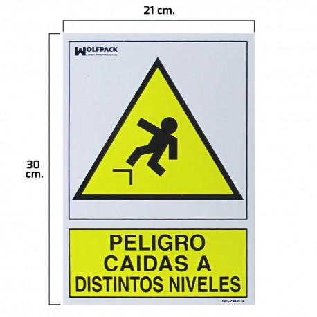 Cartel Peligro Caidas a Distintos Niveles 21x 30 (Alt.) cm.