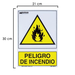 Cartel Peligro De Incendio 21x 30 (Alt.) cm.
