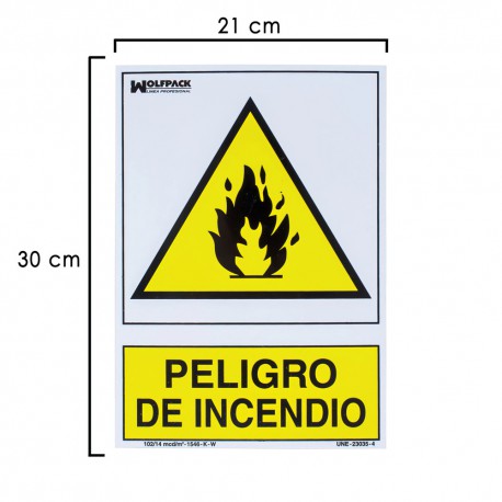 Cartel Peligro De Incendio 21x 30 (Alt.) cm.
