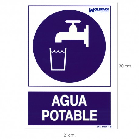 Cartel Agua Potable 21x 30 (Alt.) cm.
