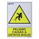 Cartel Peligro Caidas a Distintos Niveles 21x 30 (Alt.) cm.